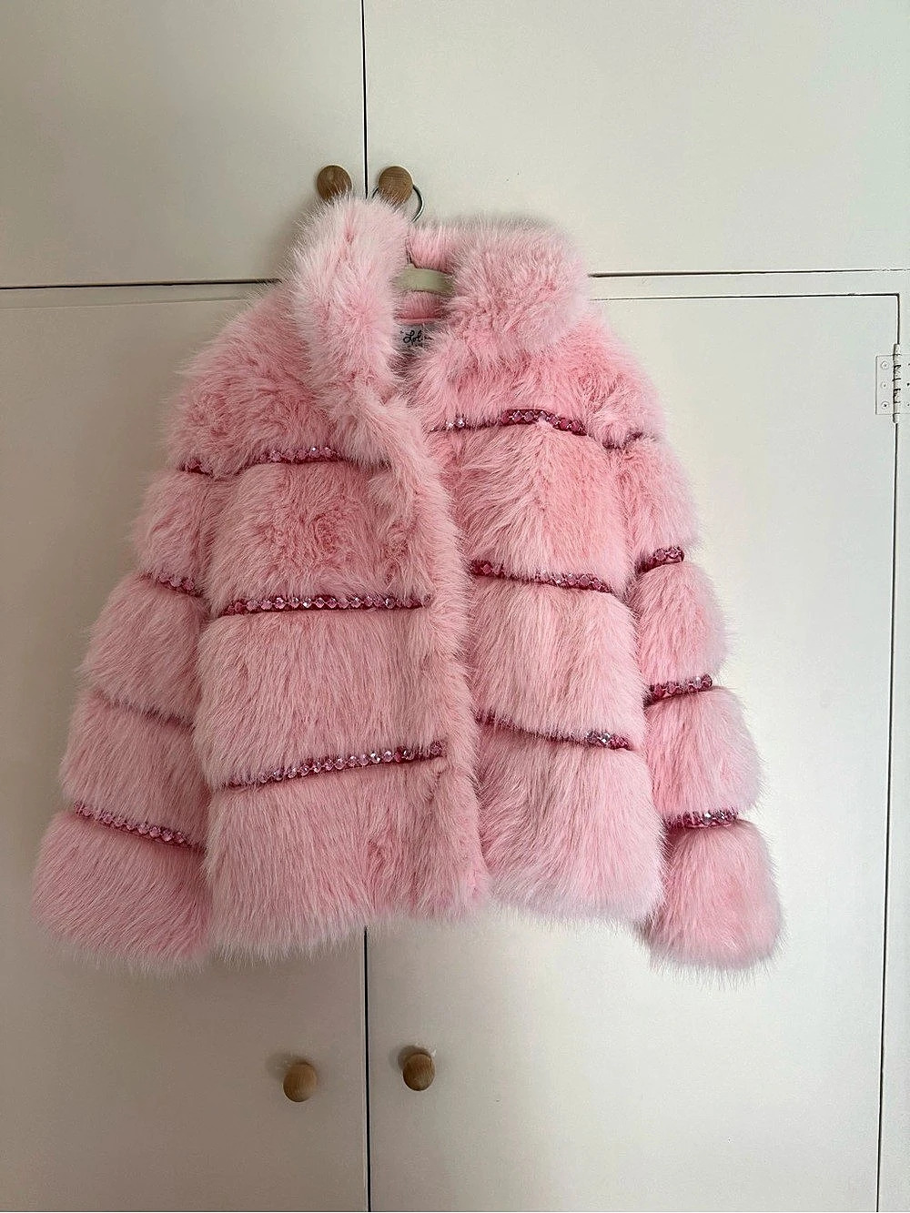 Lola and the Boys Faux Fur Coat Girls Pink Size 8 NWT